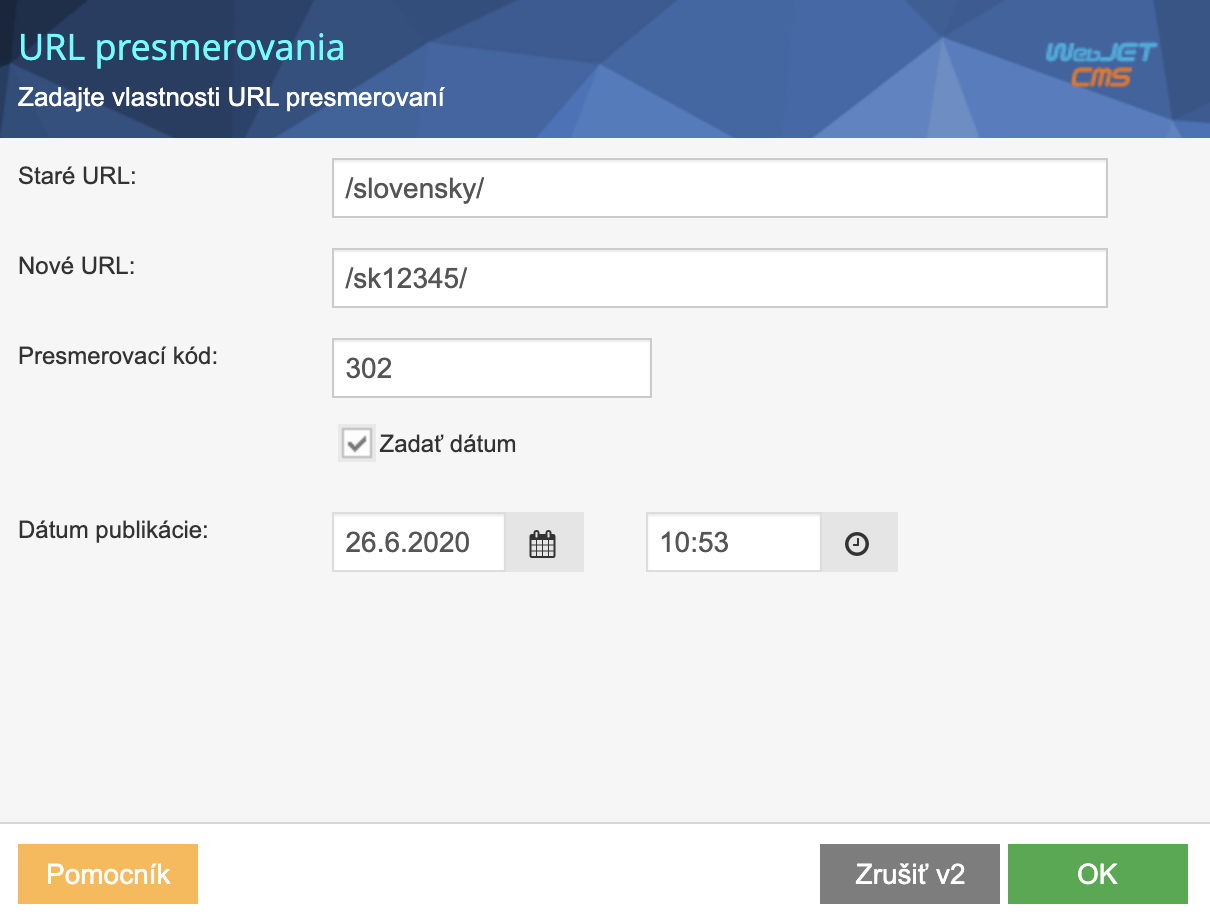 casovanie-presmerovani | WebJET CMS